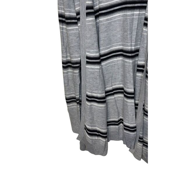 Talbots Women's Sweater Striped Elbow Patches Open Front Duster Cardigan Grey 2X - Picture 3 of 10